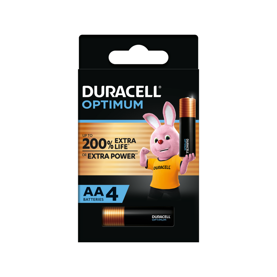 Duracell AA Optimum Batteries - 4 Pack - 1.5V - Alkaline - Copper/Black - High-Drain Performance - SuperSaverAU - view 1