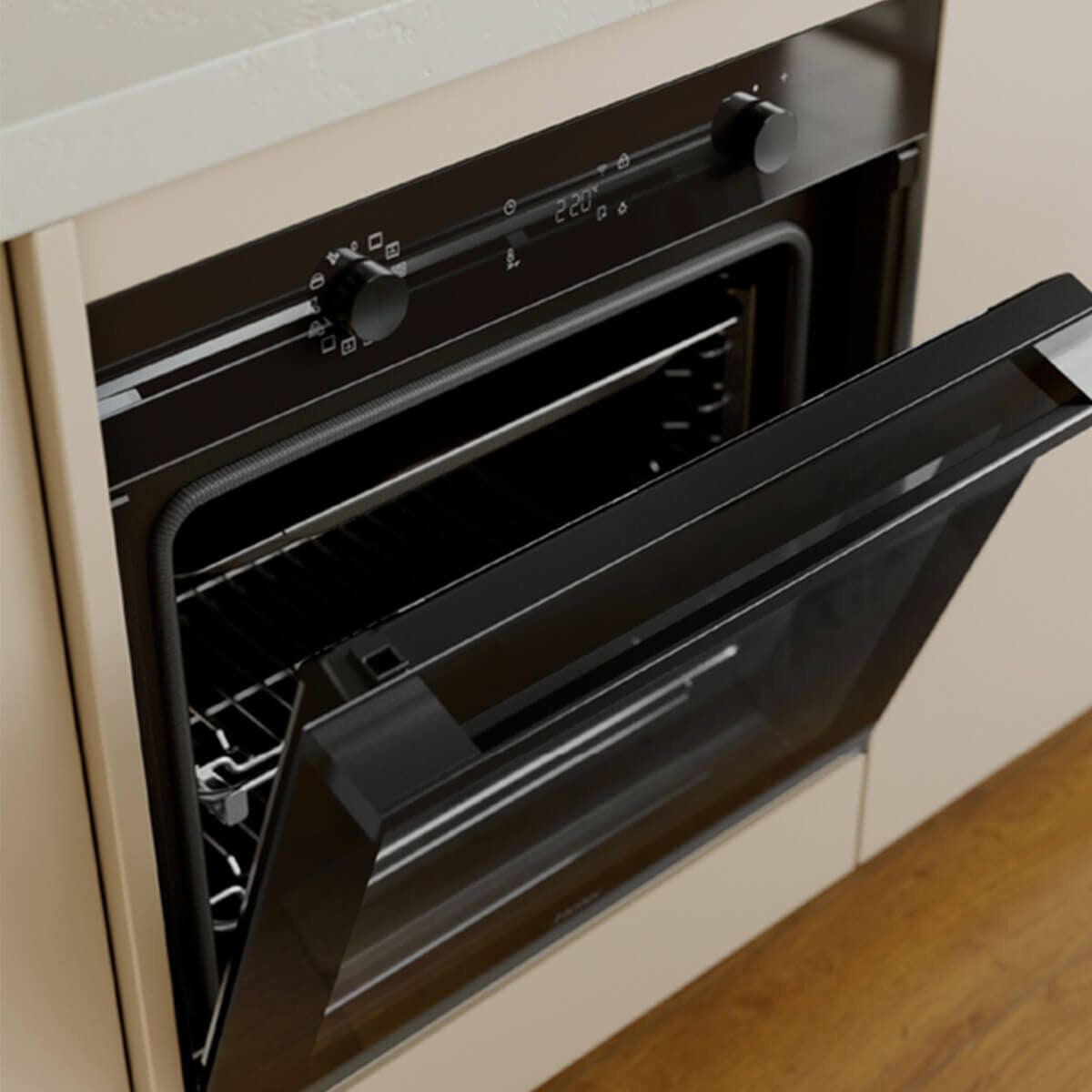 Haier 60cm 500 Series Pyrolytic Oven - 78L, 12 Functions, Air Fry, Steam Assist, Black - HWO60S12EPB5