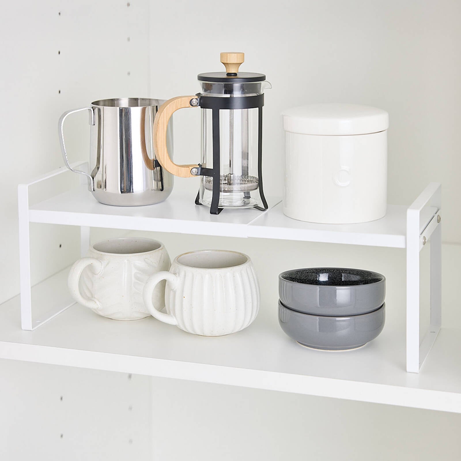 EzyStorage Small Expandable Pantry Shelf 27-46cm White