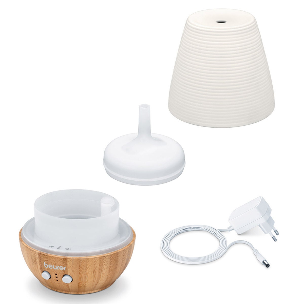 Beurer aroma diffuser - ultrasonic, 180ml tank, colour-changing LED light, bamboo and porcelain - LA40