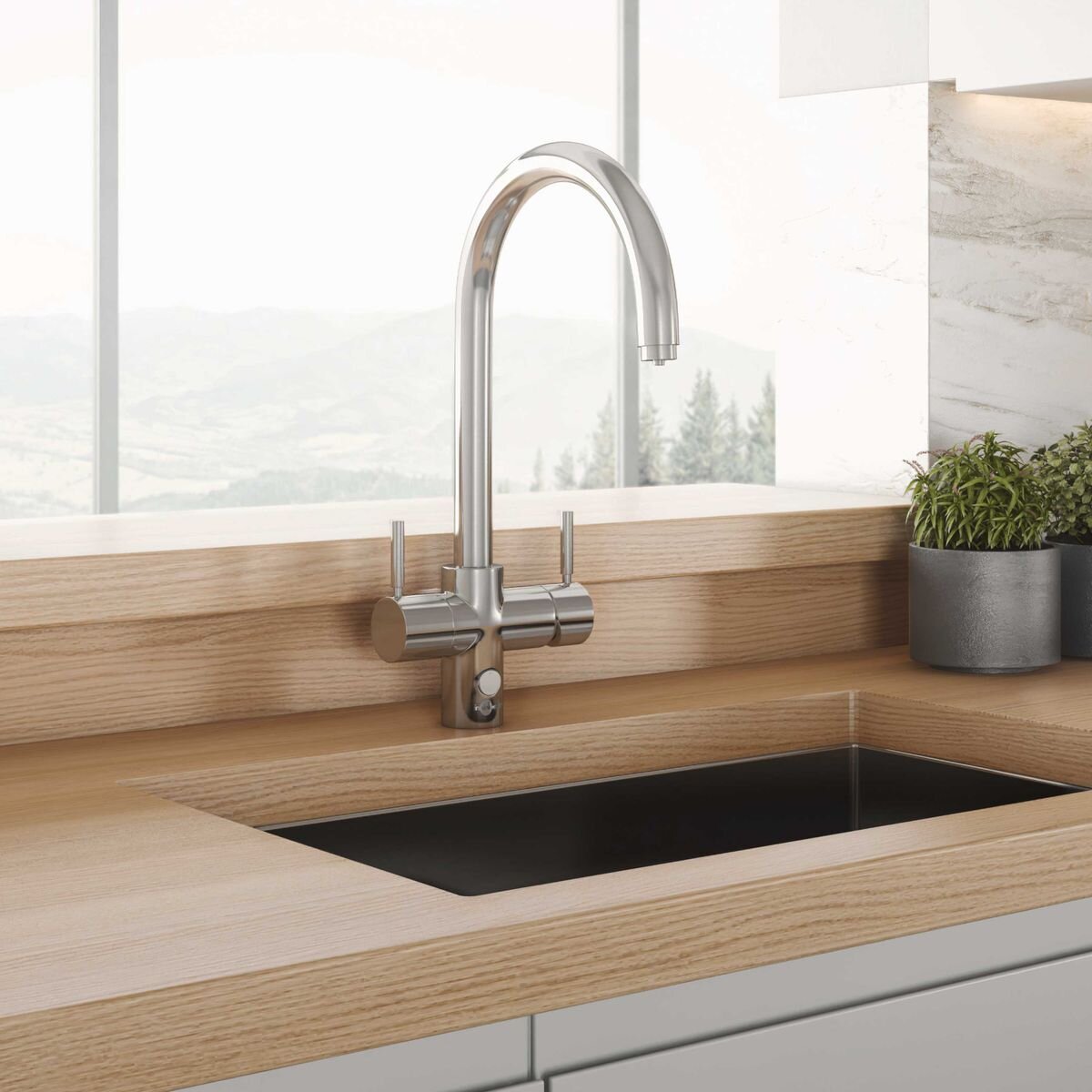 InSinkErator Multitap 4N1 Chilled J Shape Tap - Chrome - Boiling, Chilled and Mains Water - 4005JC
