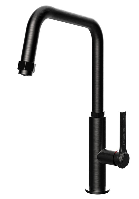 Gessi Kitchen Mixer Tap - Black Metal Brushed, 360 Degree Swivel Spout, 4 Star WELS - 60051BMB