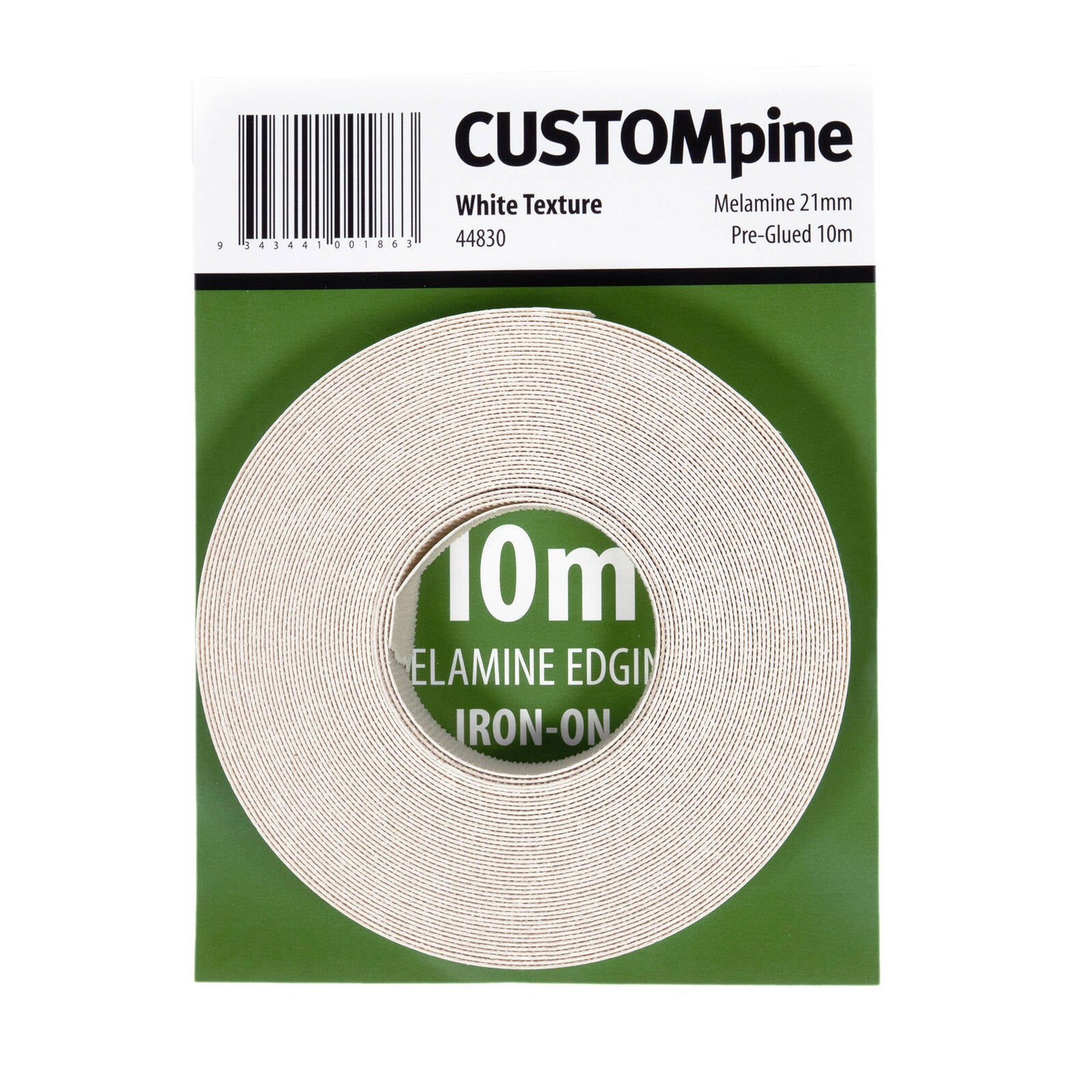 CUSTOMpine 21mm x 10m White Iron On Preglued Melamine Edgetape