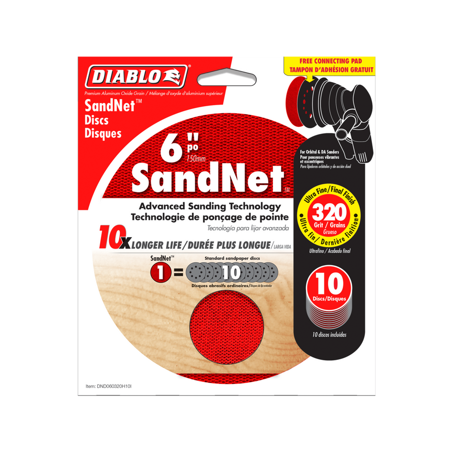 Diablo Orbital SandNet Discs - 150mm - Aluminium Oxide - 320 Grit - 10 Pack - SuperSaverAU - view 1