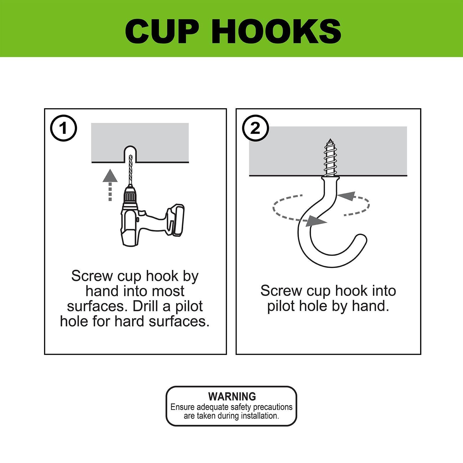 Everhang 28mm White PVC Coated Steel Cup Hook - 8 Pack
