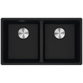 Franke Maris Double Bowl Flush Mount Sink with Extension Drainer - Onyx Black Fragranite - MRG220-35ON-FPC