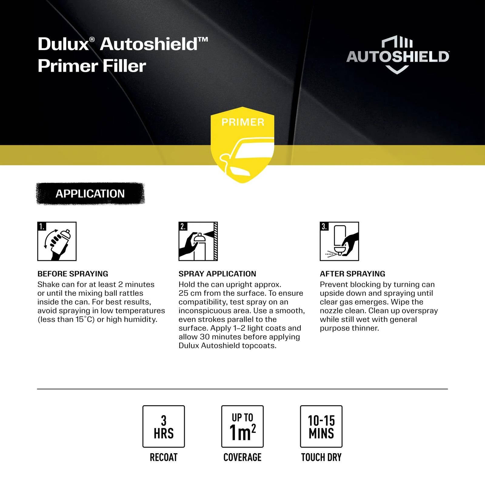 Dulux Autoshield 340g Beige Acrylic Primer Filler Spray Paint