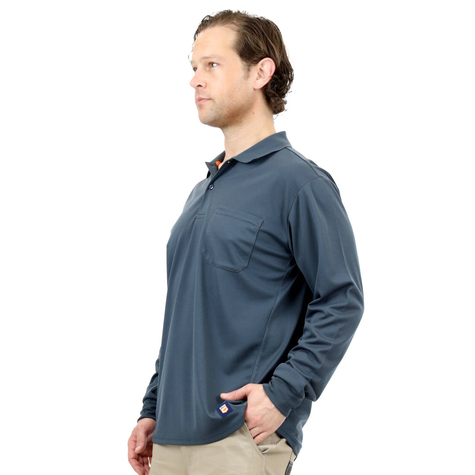 Citeco Grey Dry Fit Long Sleeve Polo - Men's 100% Polyester, 2X-Large