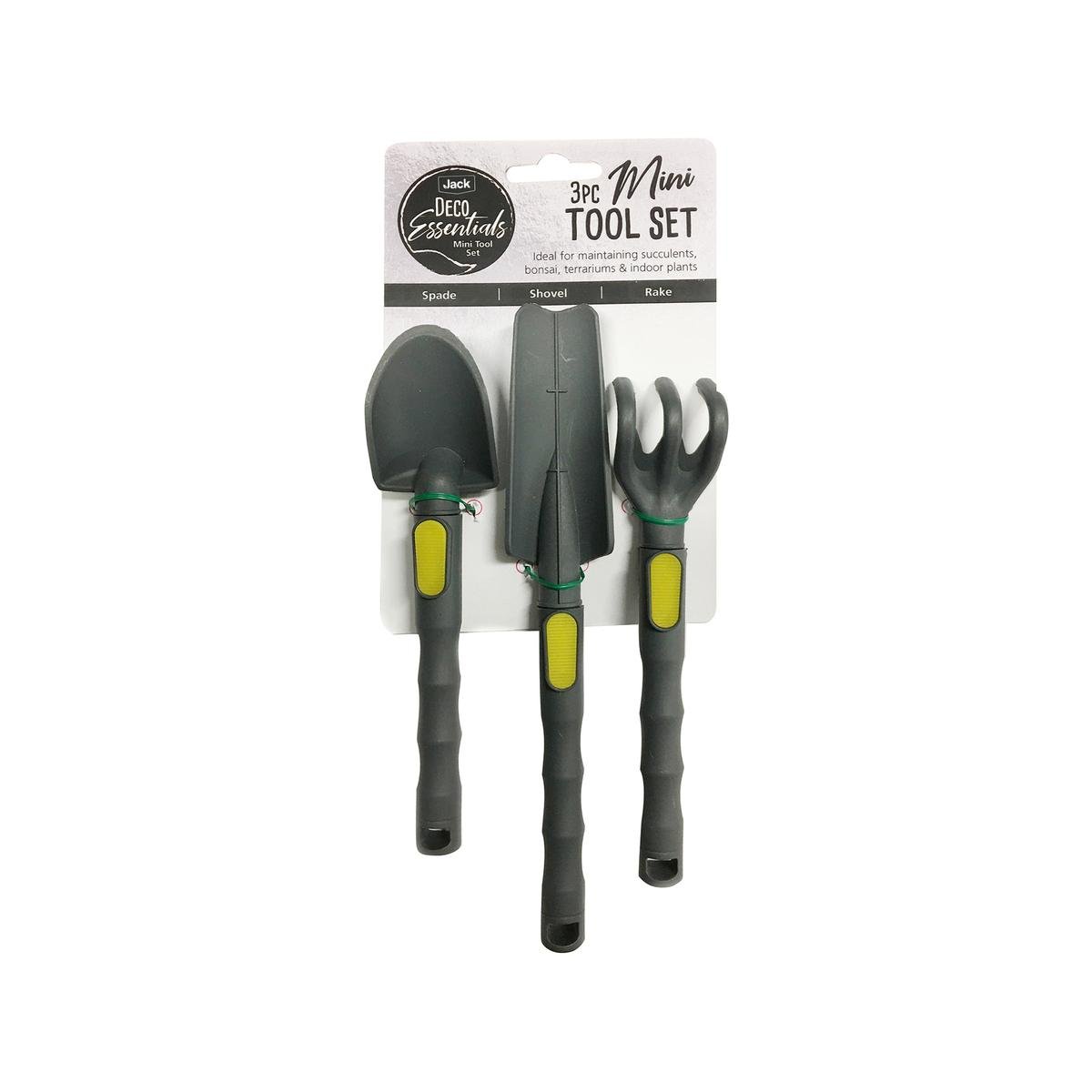 Jack 3 Piece Mini Tool Set - Indoor Gardening Tools - 170mm Spade, 210mm Shovel, 165mm Rake - SuperSaverAU - view 1