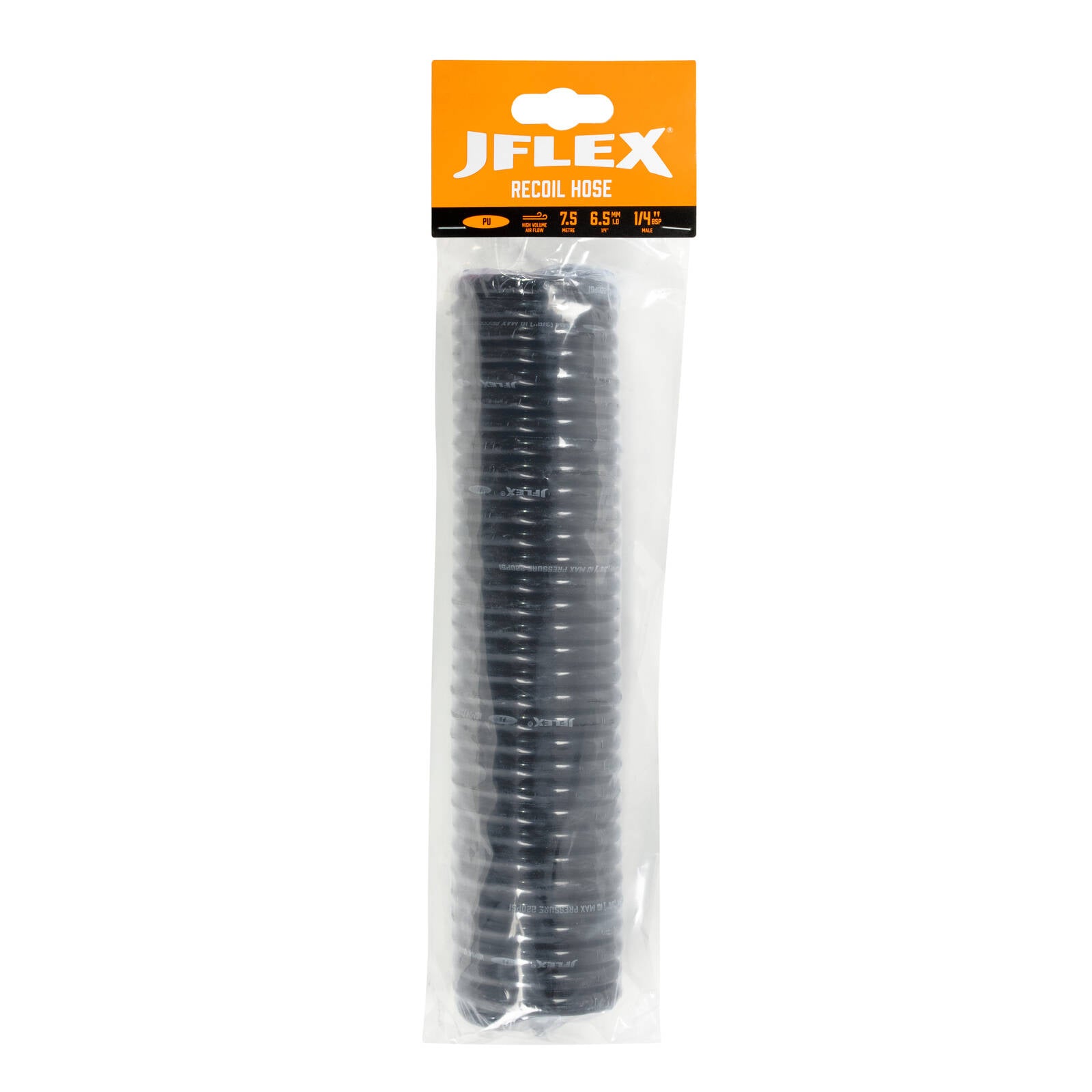 JFLEX 10mm x 7.5m Polyurethane Recoil Air Hose with Anti-Kink Wire Sheath
