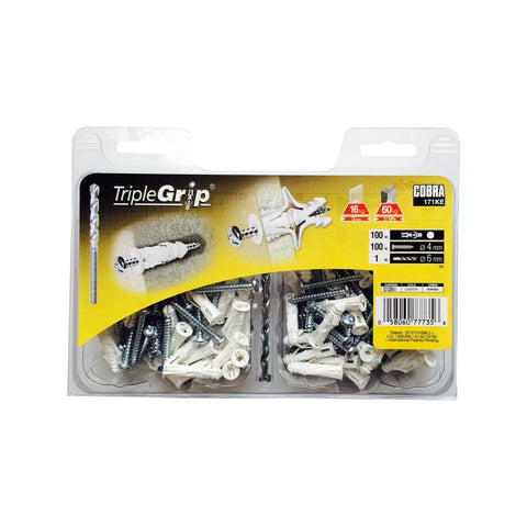 Cobra 4 Triple Grip Anchor Screws 100 Pack - 0mm - Metal - Silver - Easy Installation - SuperSaverAU - view 1