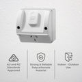 DETA Single Outlet Outdoor Powerpoint, 250V 15A, White Polycarbonate, IP54