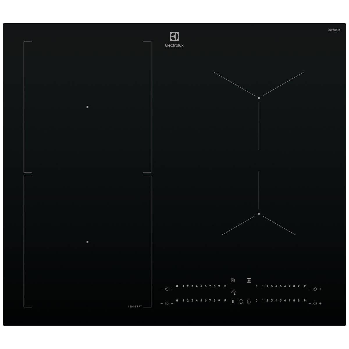Electrolux 60cm Series 700 Induction Cooktop - SenseFry, 4 Zones, PowerBoost, Black Glass - EHI6475BF