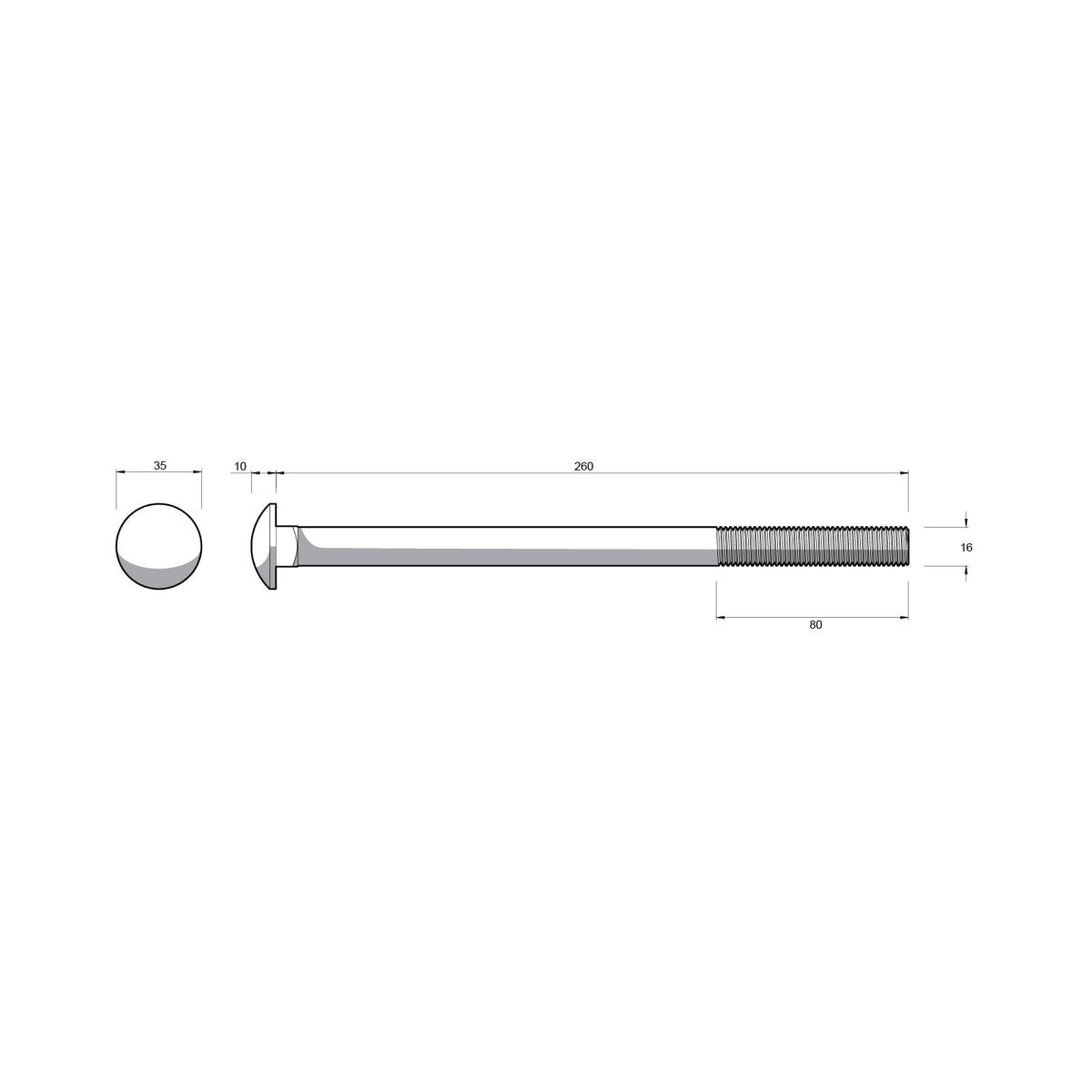 Zenith M16 x 260mm Hot Dip Galvanised Cup Head Bolts And Nuts 12 Pack - SuperSaverAU - view 3