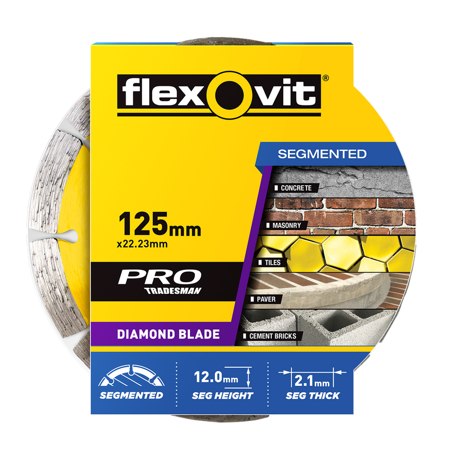 Flexovit Diamond Blade - 125mm - Diamond - Segmented - Trade Quality - SuperSaverAU - view 1