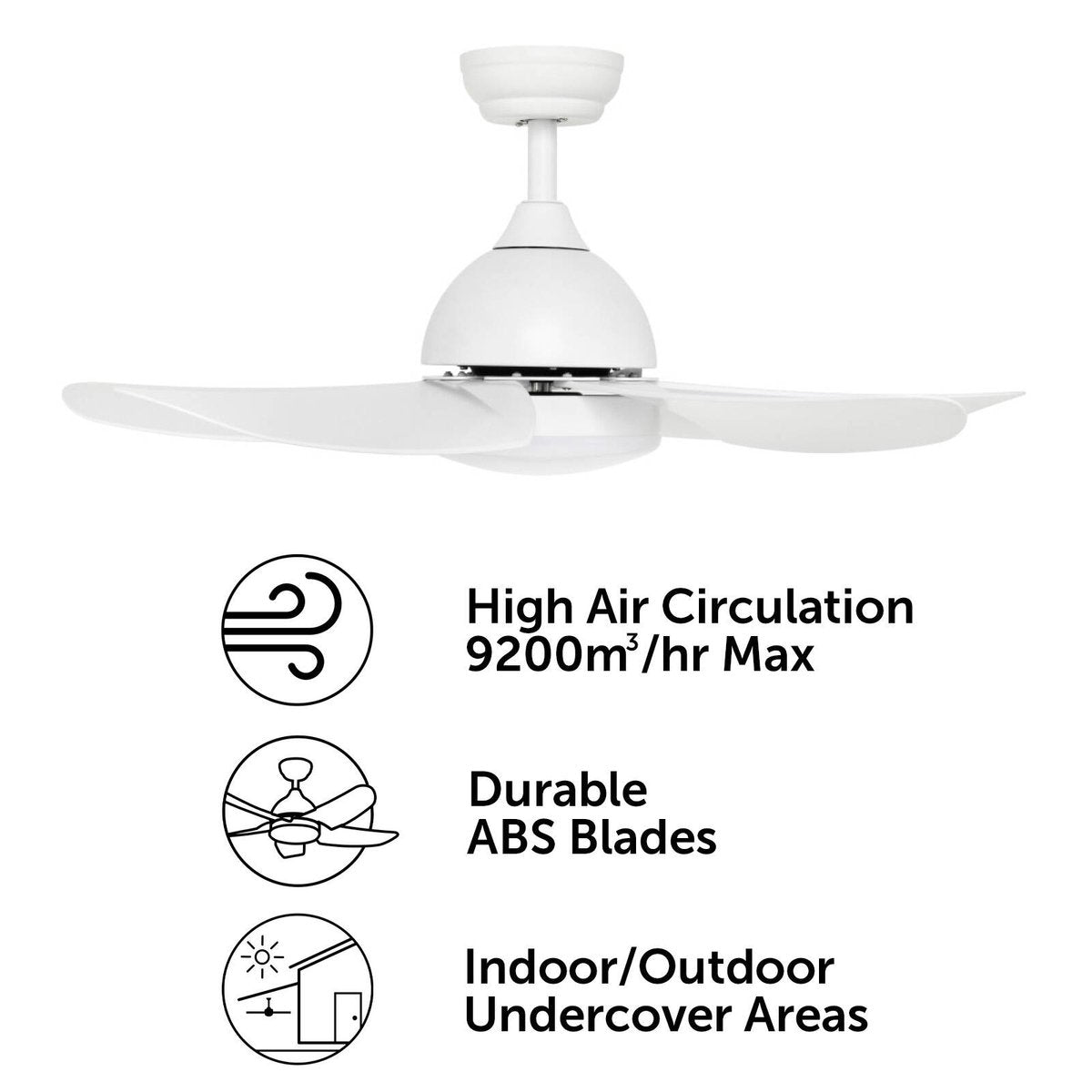 Brilliant 100cm Matt White Bellis AC Ceiling Fan - Remote Control - LED Light - SuperSaverAU - view 2
