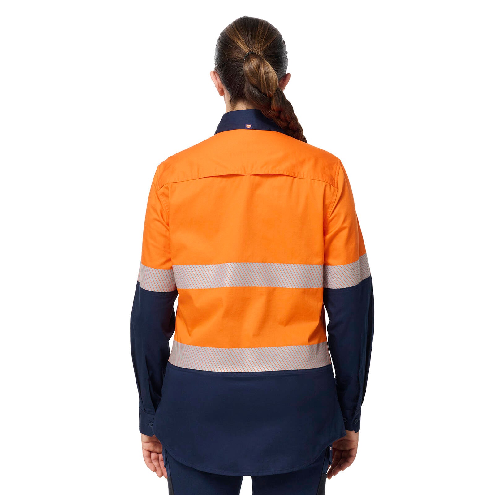 Citeco Women's Orange/Navy Hi Vis Taped Long Sleeve Shirt - Cotton, Size 16