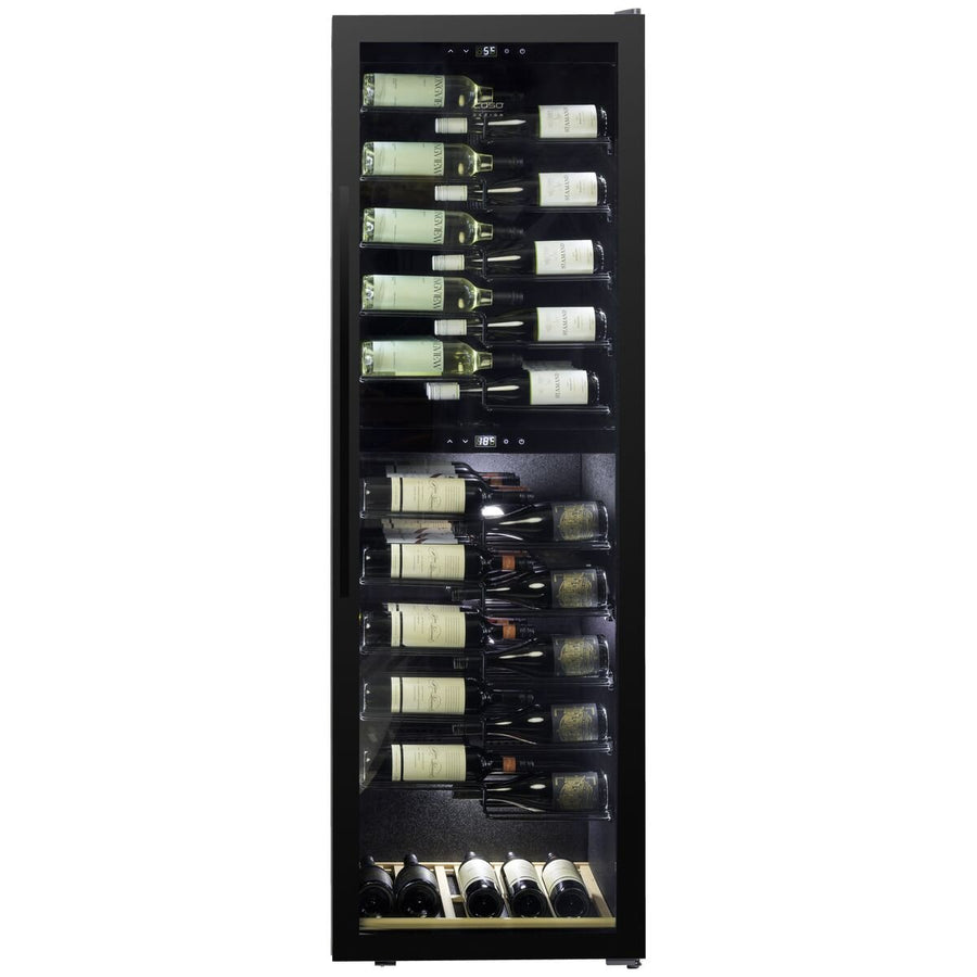 Caso Design 141 Bottle Wine Fridge - Black - Dual Zone - UV Protection - WF-455-PD