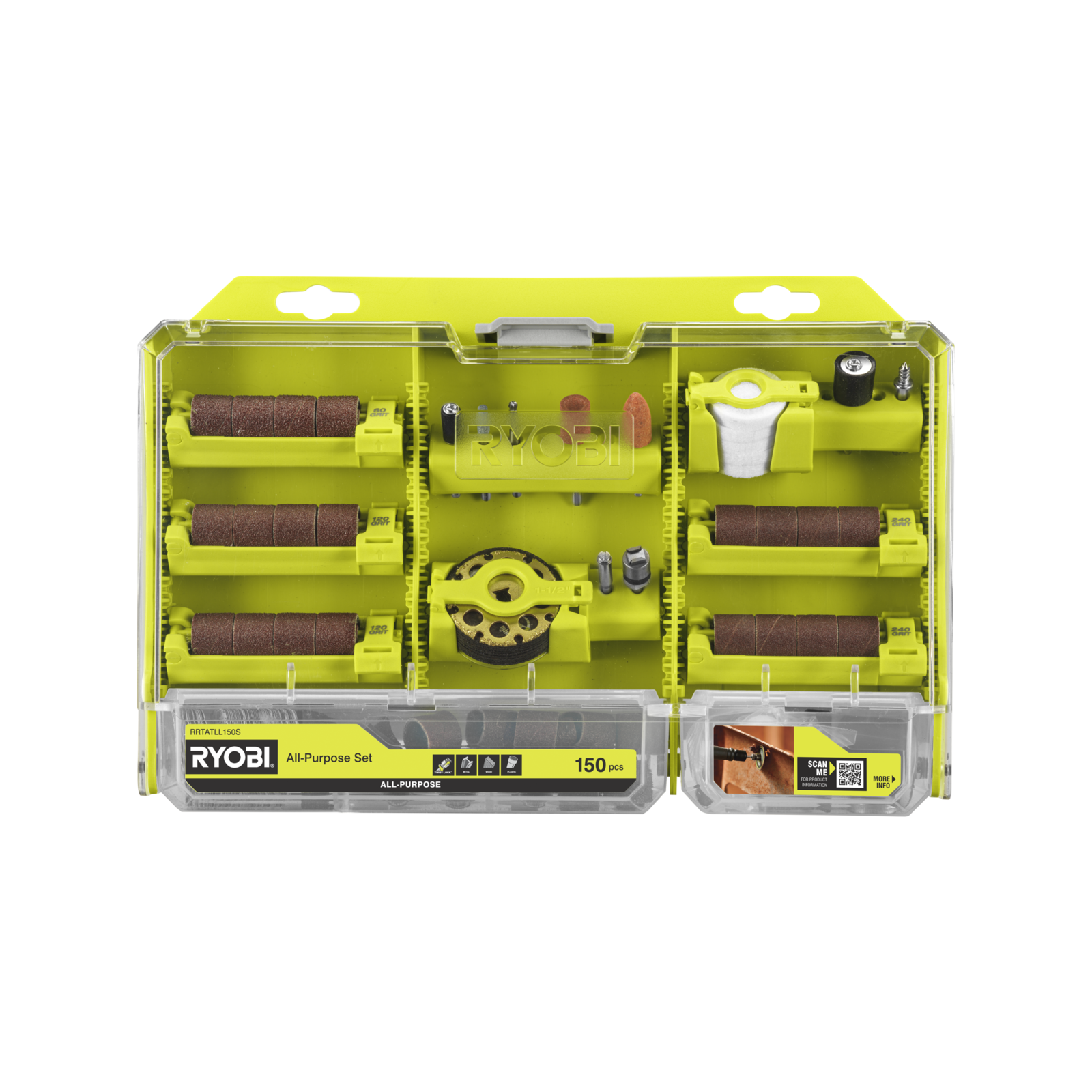 Ryobi 150-Piece Twist Lock All Purpose Rotary Set with Carry Case