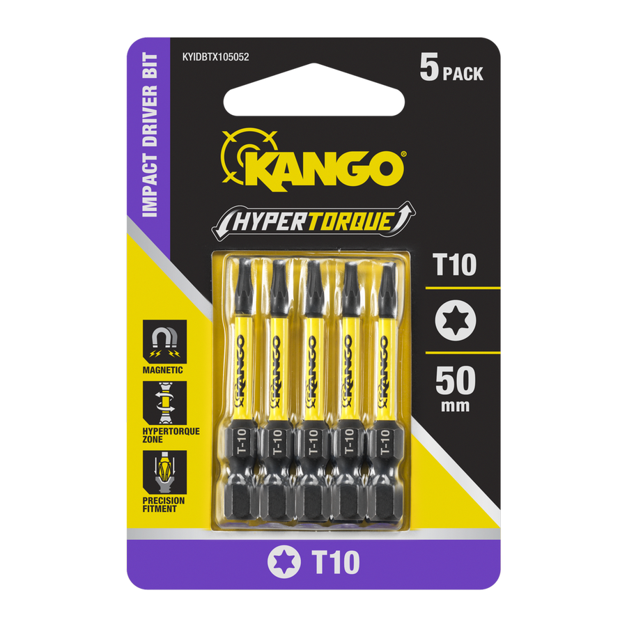 Kango 50mm TX10 HYPERTORQUE Impact Driver Bit 5 Pack - High Torque Durability - SuperSaverAU - view 1