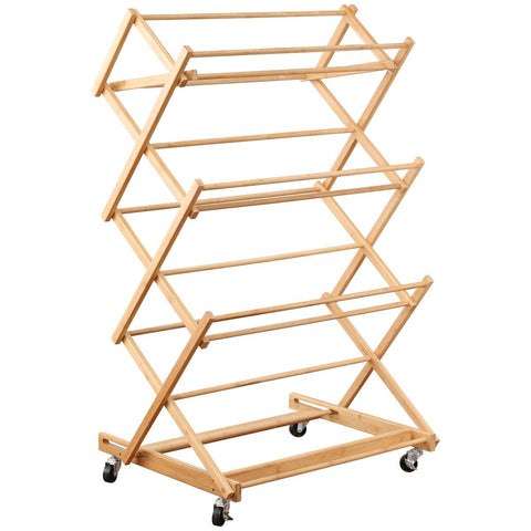 L.T. Williams Bamboo Concertina Airer With Wheels - 9m Hanging Space, 12 Rails, Bamboo Finish - 4673