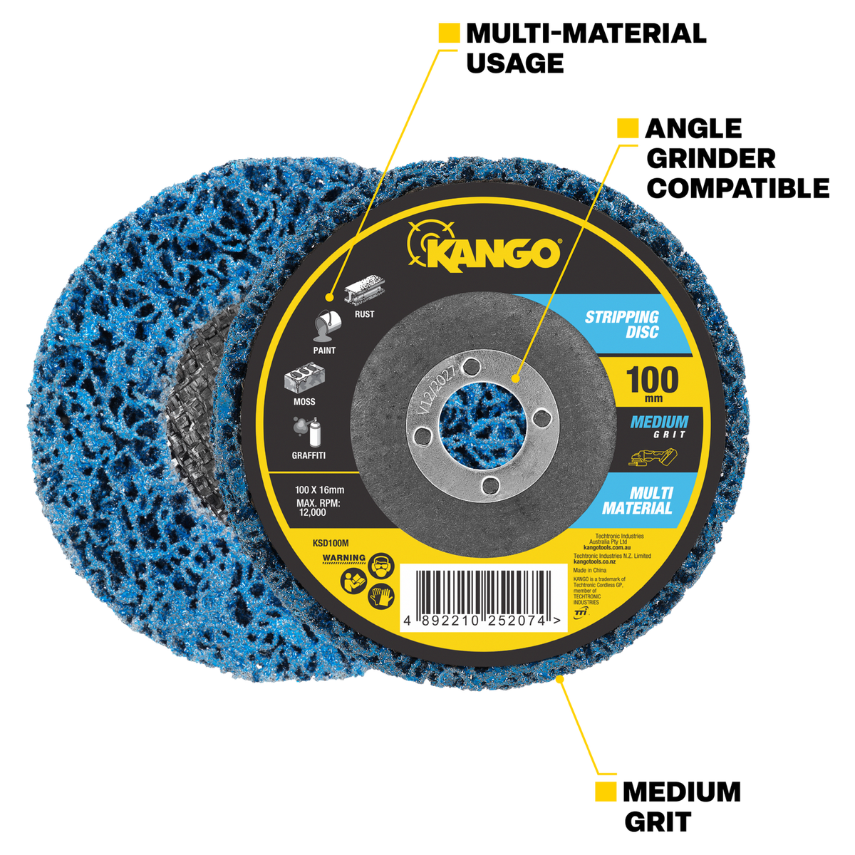 Kango 125mm Medium Grit Stripping Disc - Rust & Paint Removal Tool - SuperSaverAU - view 2