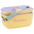 Polarbox Rainbow 20L Cooler - Yellow with Lilac Strap, Rose Logo and Rivet - PLBR20YR