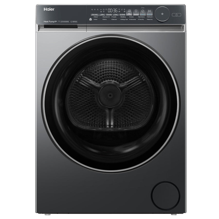 Haier 500 Series 9kg Heat Pump Dryer - Black, 9 Star Energy Rating, Steam Refresh - HDHP90NB1