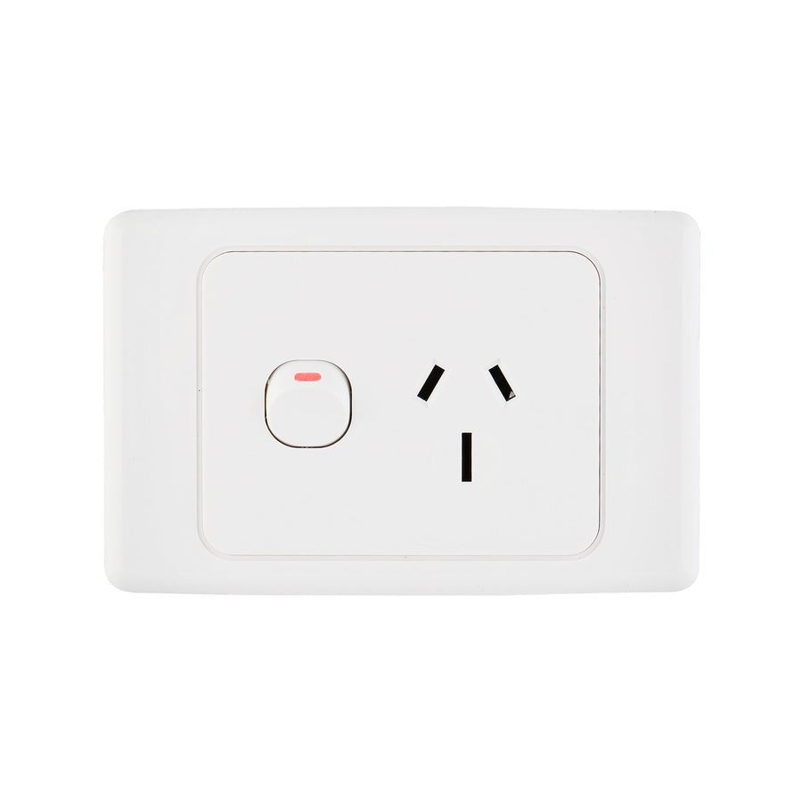 DETA 15A Single Power Point White Polycarbonate 250V Heavy Duty Outlet
