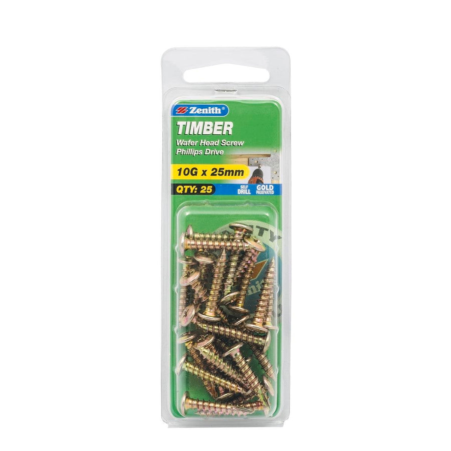 Zenith Timber Screws - 10g x 25mm - Gold Passivated - 25 Pack - SuperSaverAU - view 1