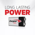 Energizer Max 9V Alkaline Batteries 2 Pack Long Lasting Power