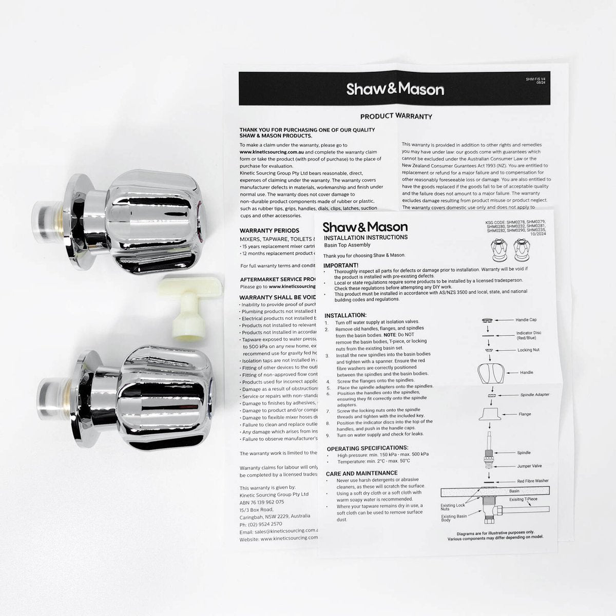 Shaw Mason Chrome Star Style Basin Top Assembly Pair - 140mm x 120mm - Easy Install - SuperSaverAU - view 2