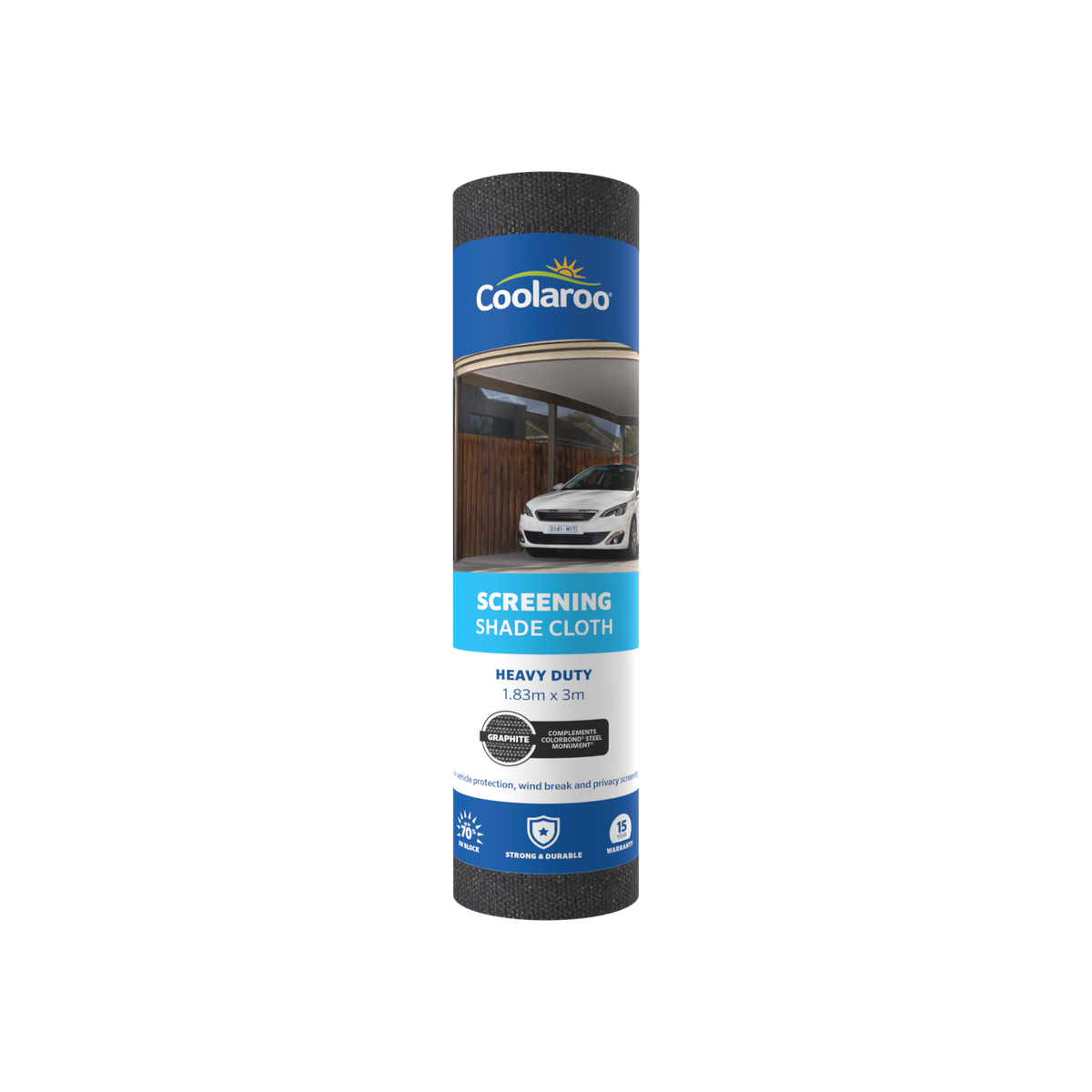Coolaroo Heavy Duty Screening Shade Cloth 1.83 x 3m Graphite 70% UV Block - SuperSaverAU - view 1