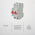Deta 32A Single Phase MCB 1P NC Curve 10KA - Circuit Protection Device - Light Grey - SuperSaverAU - view 2