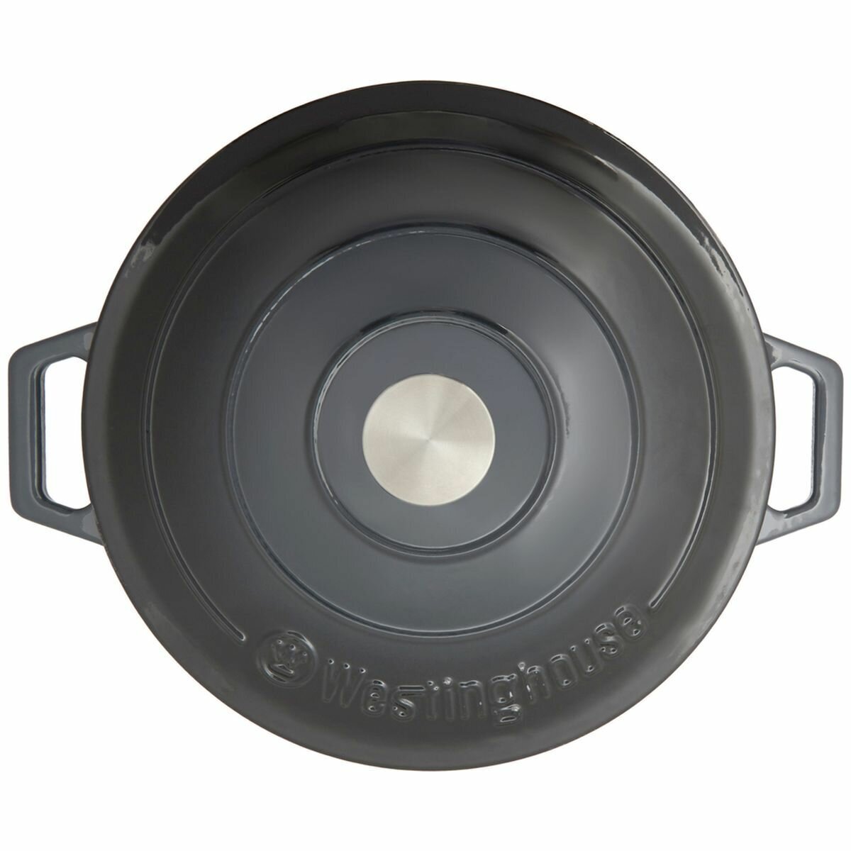Westinghouse 4L Cast Iron Round Shallow Pot - Ombre Grey, Oven Safe, Induction Compatible - WHCIPRS3002G