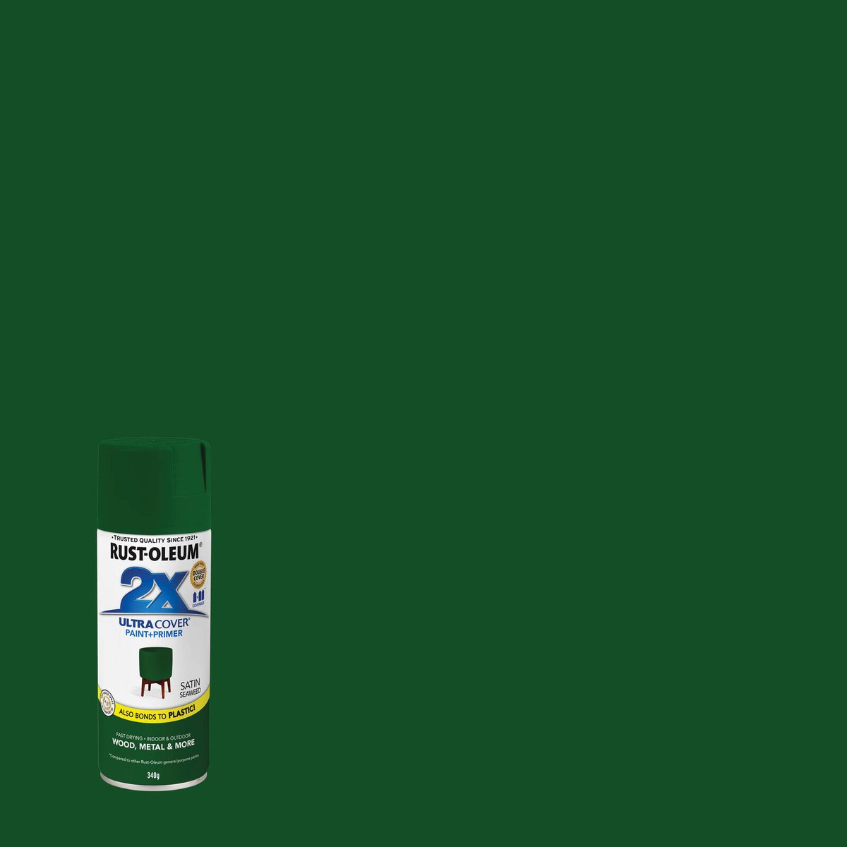 Rust Oleum 2x Ultra Cover Satin Spray Paint 340g - Seaweed Green - Fast Drying - SuperSaverAU - view 2