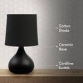 Verve Design Black Dala Table Lamp - Ceramic - 140mm x 250mm - In-line Switch - SuperSaverAU - view 4