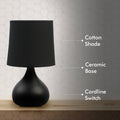 Verve Design Black Ceramic Dala Table Lamp - 40W E14 Drum Shade