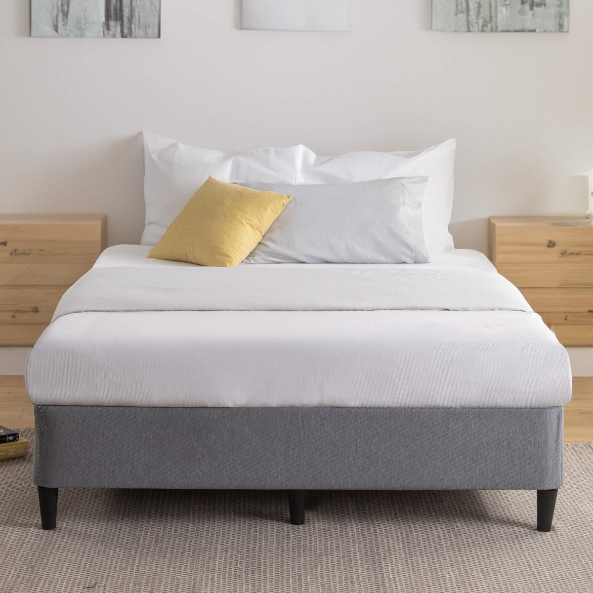Zinus Keenan King Ensemble Bed Base - Dark Grey, Heavy Duty Metal Frame, 250kg Weight Capacity - AU-BSLB-DG-K