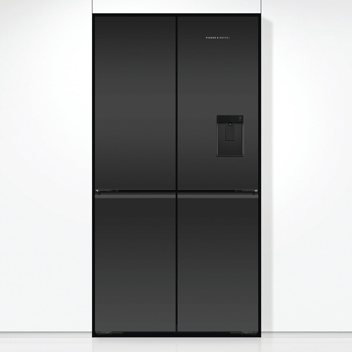 Fisher & Paykel Series 7 538L Quad Door Fridge - Matte Black Glass - Water Dispenser - RF605QZUVB1
