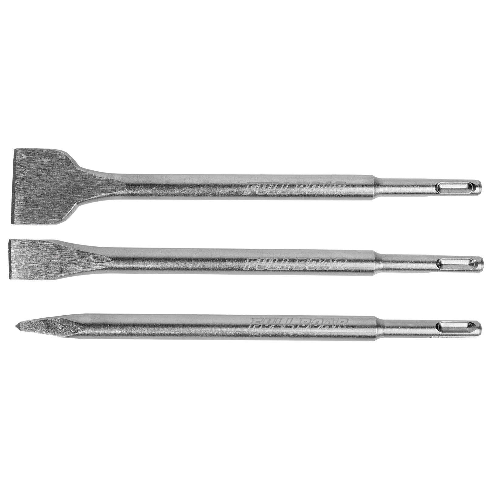 Full Boar 3 Piece SDS Plus Chisel Set for Concrete, Stone & Brick