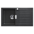 Abey single bowl topmount granite sink with right hand drainer - Magma black Cristadur, 24L - D100BL