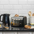 Russell Hobbs Brooklyn 4 Slice Toaster - Black with Stainless Steel Accents, Extra Wide Slots - RHT94BLK