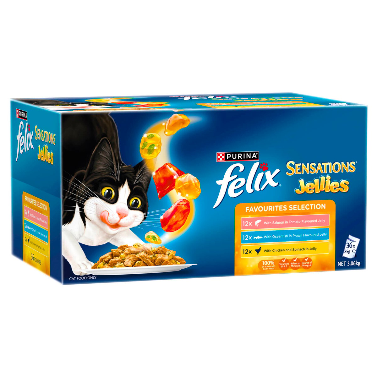 Felix Sensations Jellies Favourites Wet Cat Food 85g x 36 Pack - Complete Nutrition - SuperSaverAU - view 1