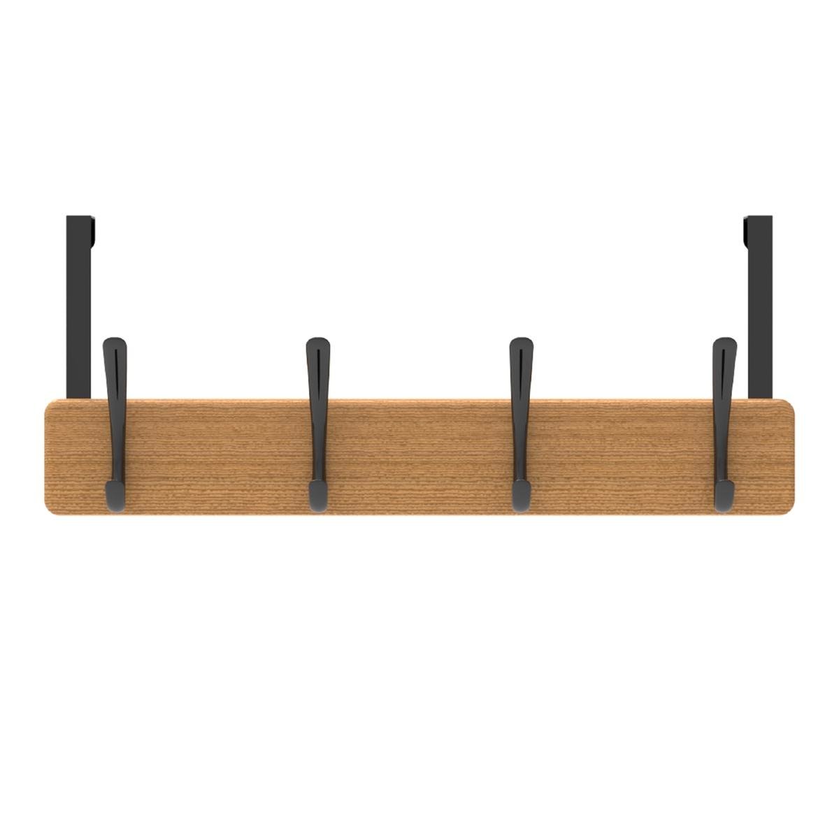 Mode 4 Bamboo Over Door Hanger - 5 Black Hooks - 450mm x 70mm x 45mm - SuperSaverAU - view 1
