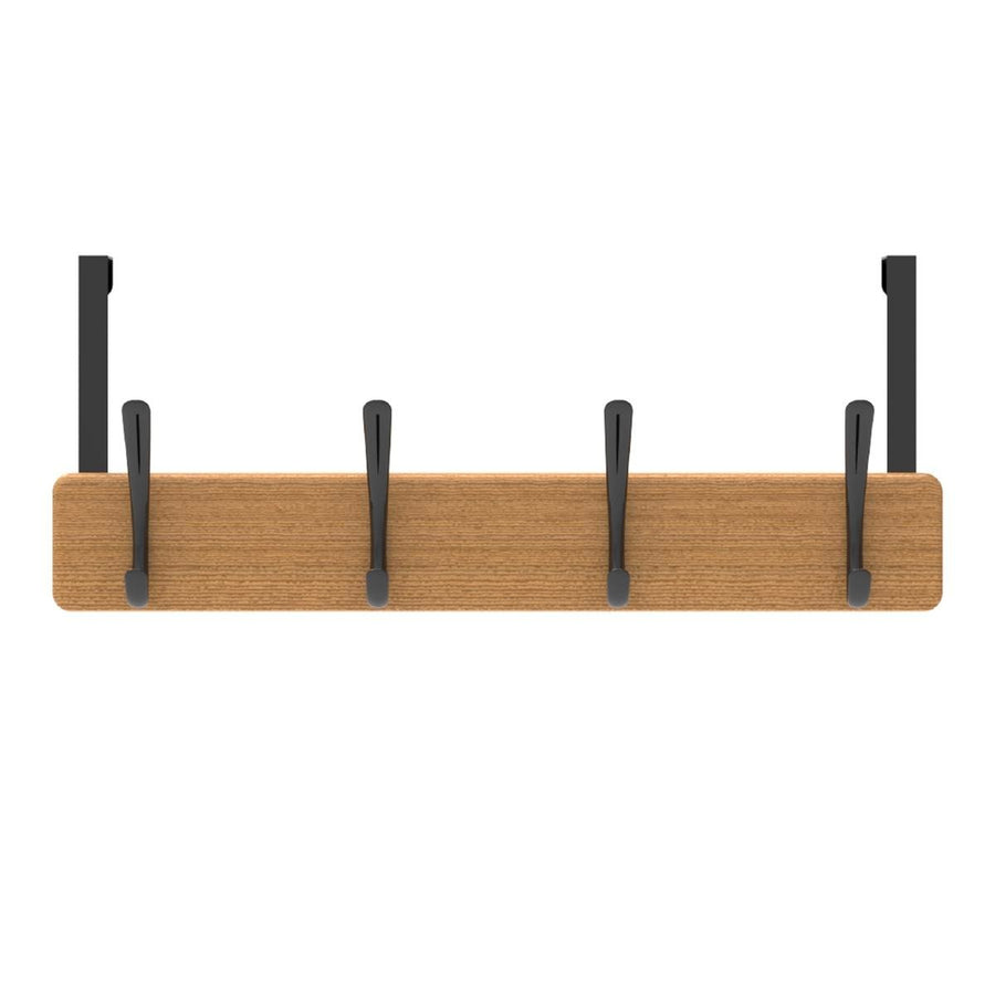 Mode 4 Bamboo Over Door Hanger - 5 Black Hooks - 450mm x 70mm x 45mm - SuperSaverAU - view 1