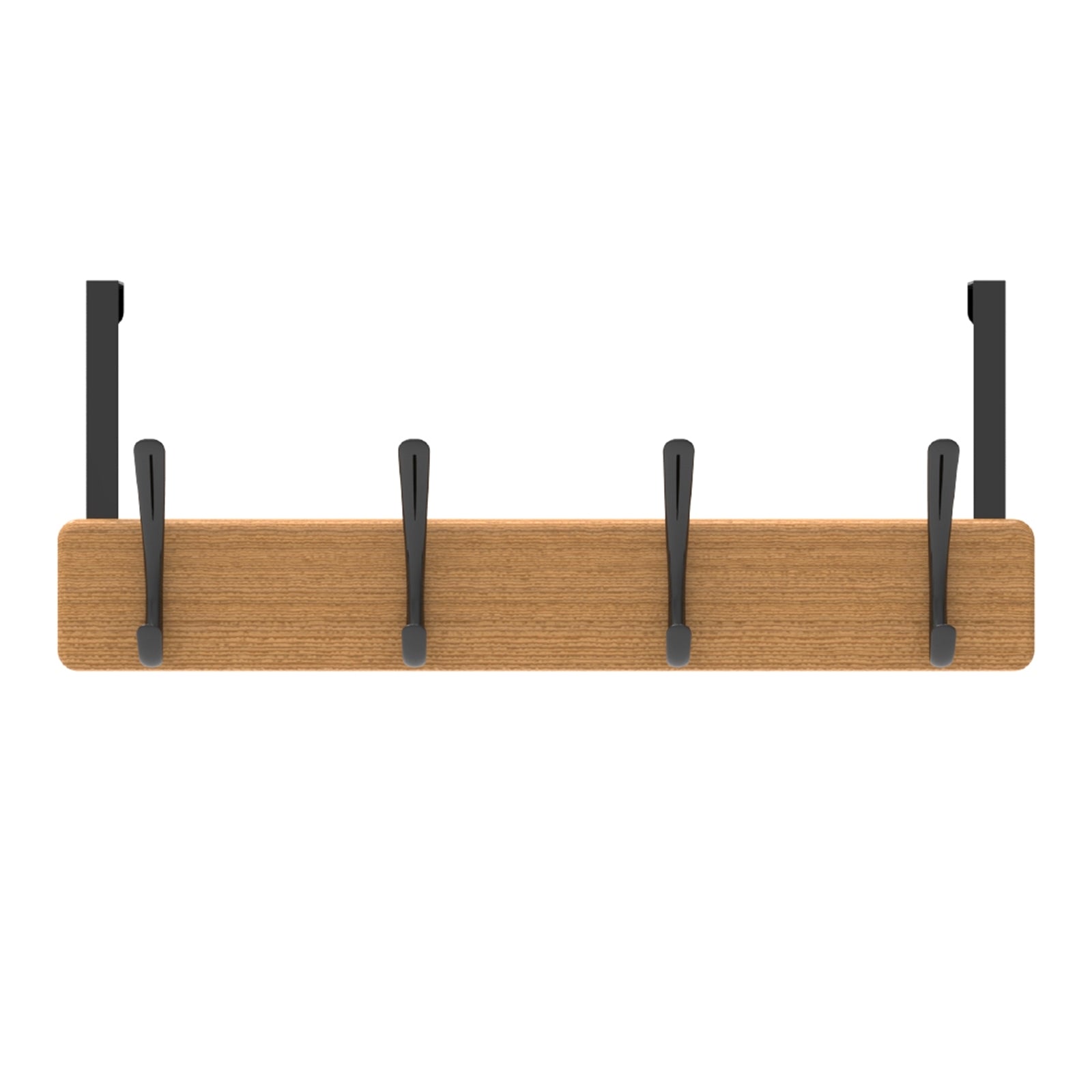 MODE 450 x 70 x 45mm Bamboo Board 4 Black Hooks Over Door Hanger