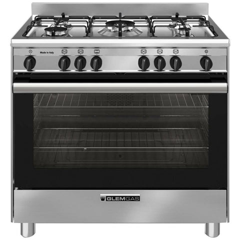 Glem Gas 90cm Gas Oven and Cooktop Freestanding Cooker 140L - Electric Grill, Wok Burner - GB965GG