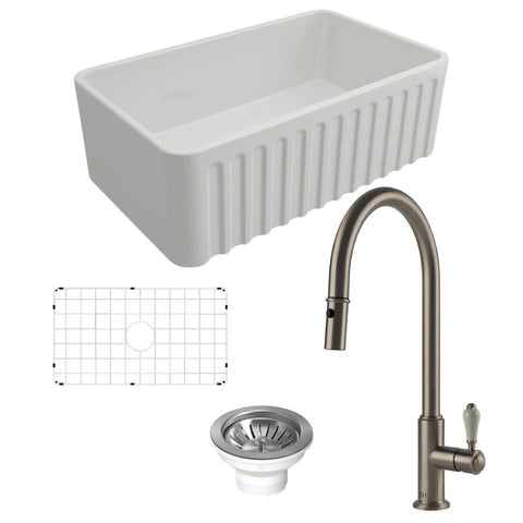 Turner Hastings Novi 75 Butler Sink Pack - Brushed Nickel Ludlow Pull Out Mixer Tap - PKG023