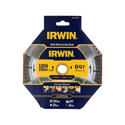 Irwin Marathon Pro Circular Saw Blade 184mm 64T - Multi Material - Durable